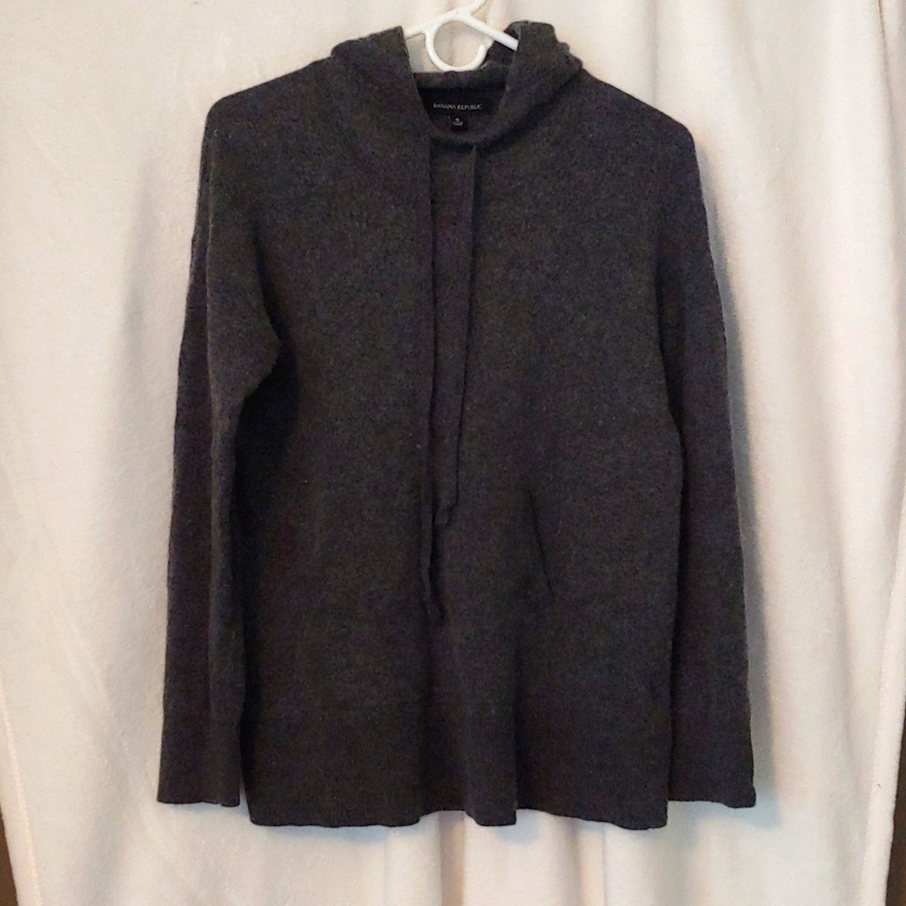 Banana Republic Dark Gray Wool Blend Sweater with Hood, Small